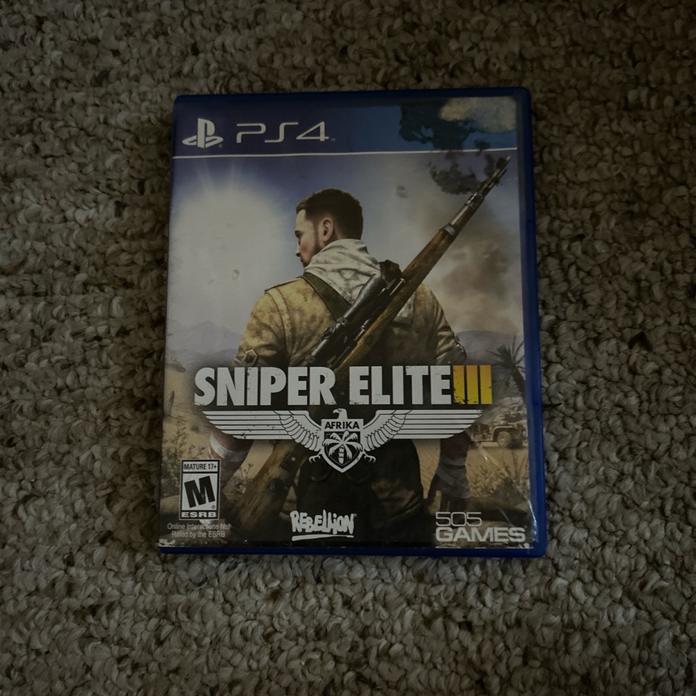 Rebellion Sniper Elite III for PS4 - Blue and White Cover